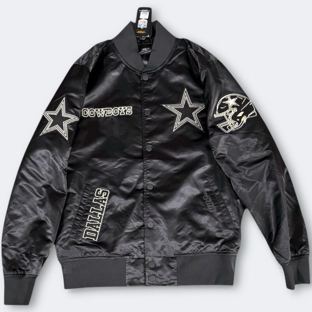 Pro Standard NFL Dallas Cowboys Black Gold Satin Varsity Jacket Mens Size L